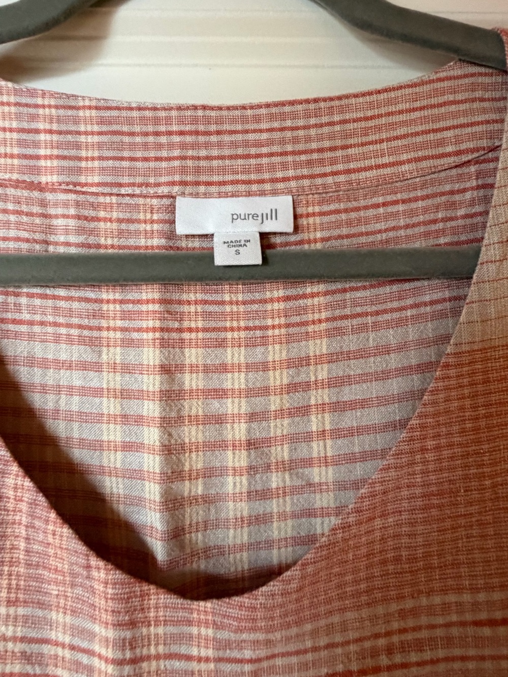 J Jill Sleeveless Pink Stripe Linen Blend Shift Dress - Picture 2 of 5